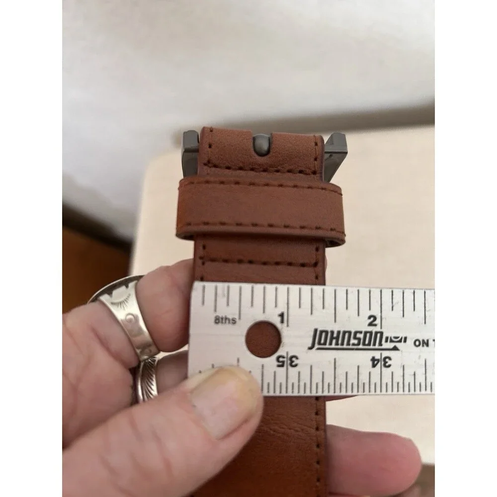 North Woods Genuine stitched Leather 1 3/8 in wide with brushed gun metal buckle
